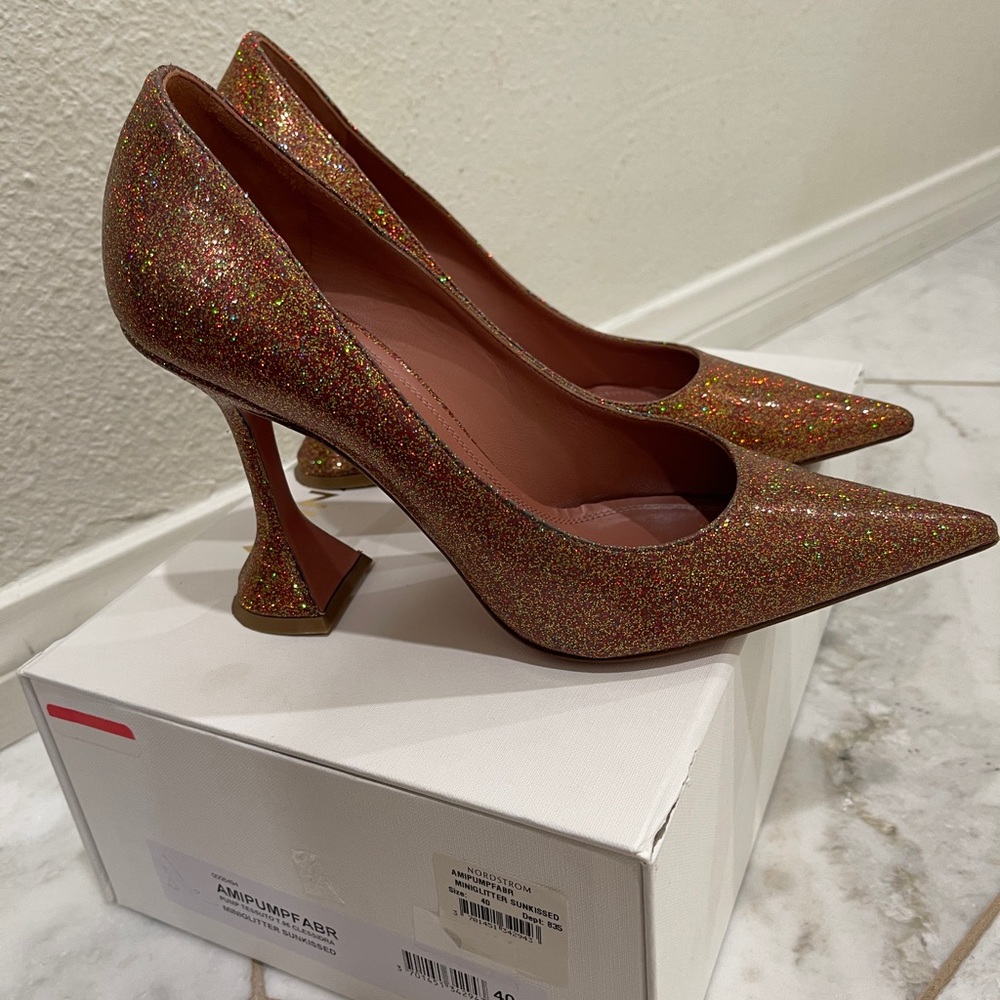 Amina Muaddi Glitter Pump